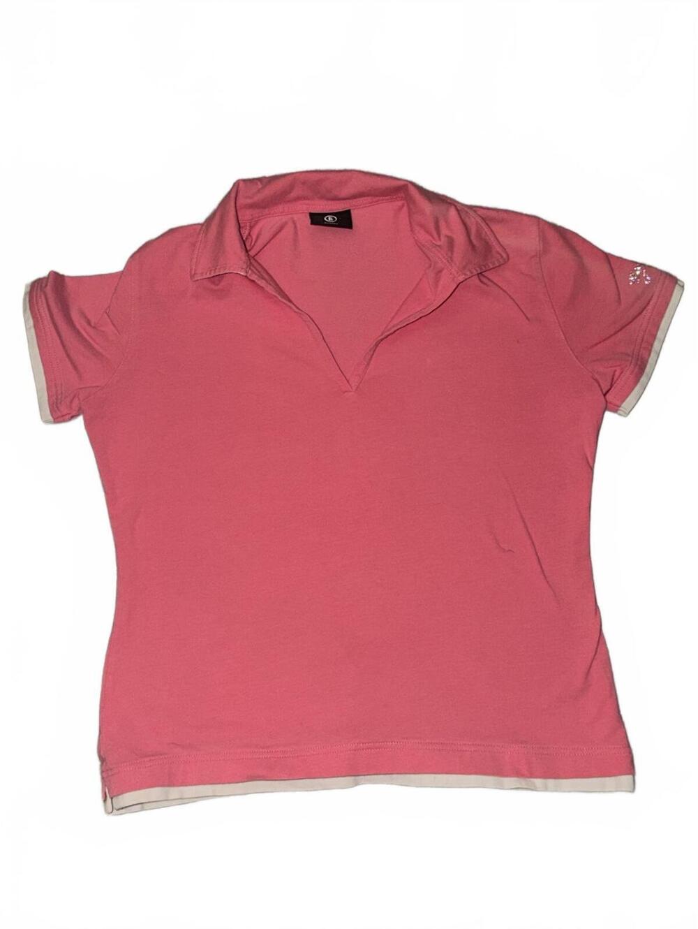Bogner Preppy Golf Polo Sz 10 Pink White Athletic Top